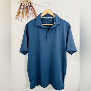 Walter Hagen Blue Stripped Polyester Blend Short Sleeve Polo Size Medium